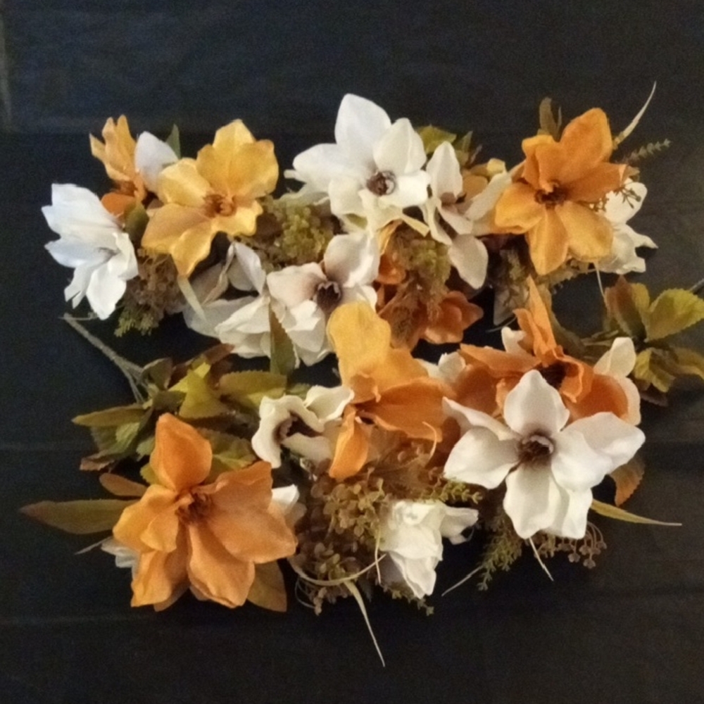 5 Bouquets Vibrant Cream  and White Faux Floral Magnolia  Mix Accents